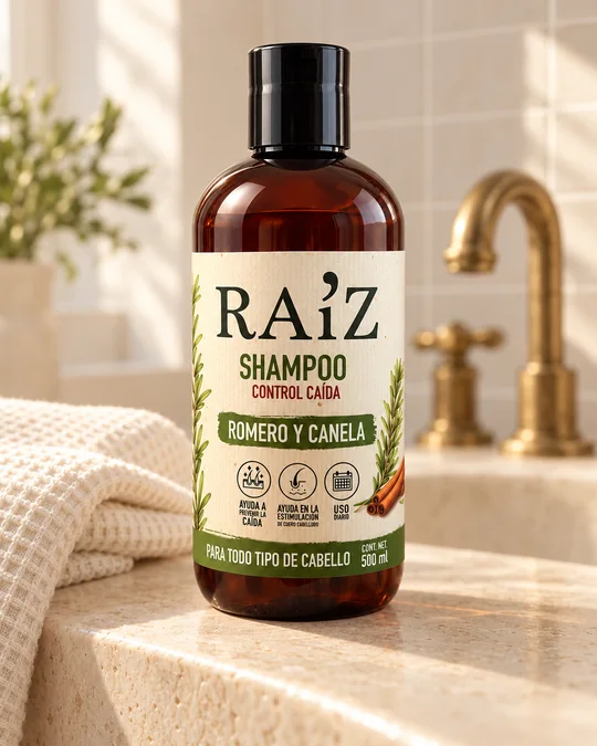Shampoo RA’IZ en el baño