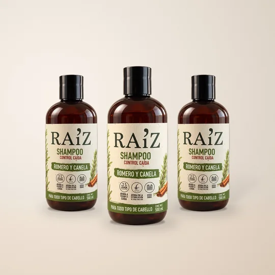 Tres botellas de shampoo RA’IZ
